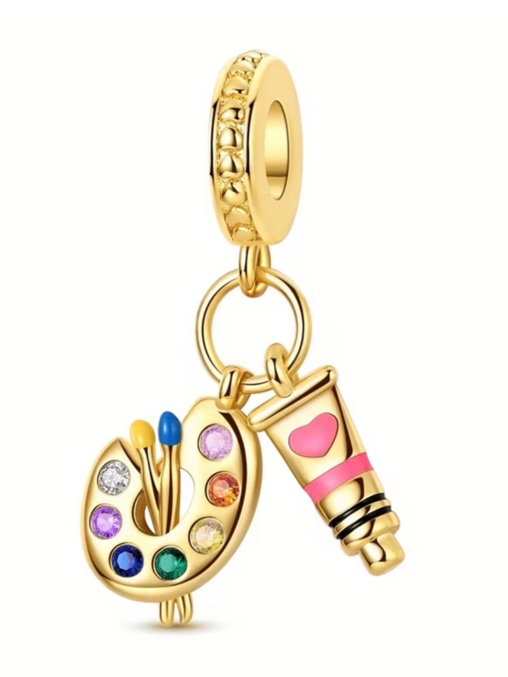 New gold artist pandora style charm
